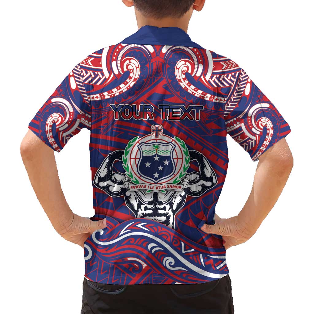 Personalised Samoa Gym Family Matching Off Shoulder Maxi Dress and Hawaiian Shirt Muscle Samoan Tribal Waves DT05 - Polynesian Pride