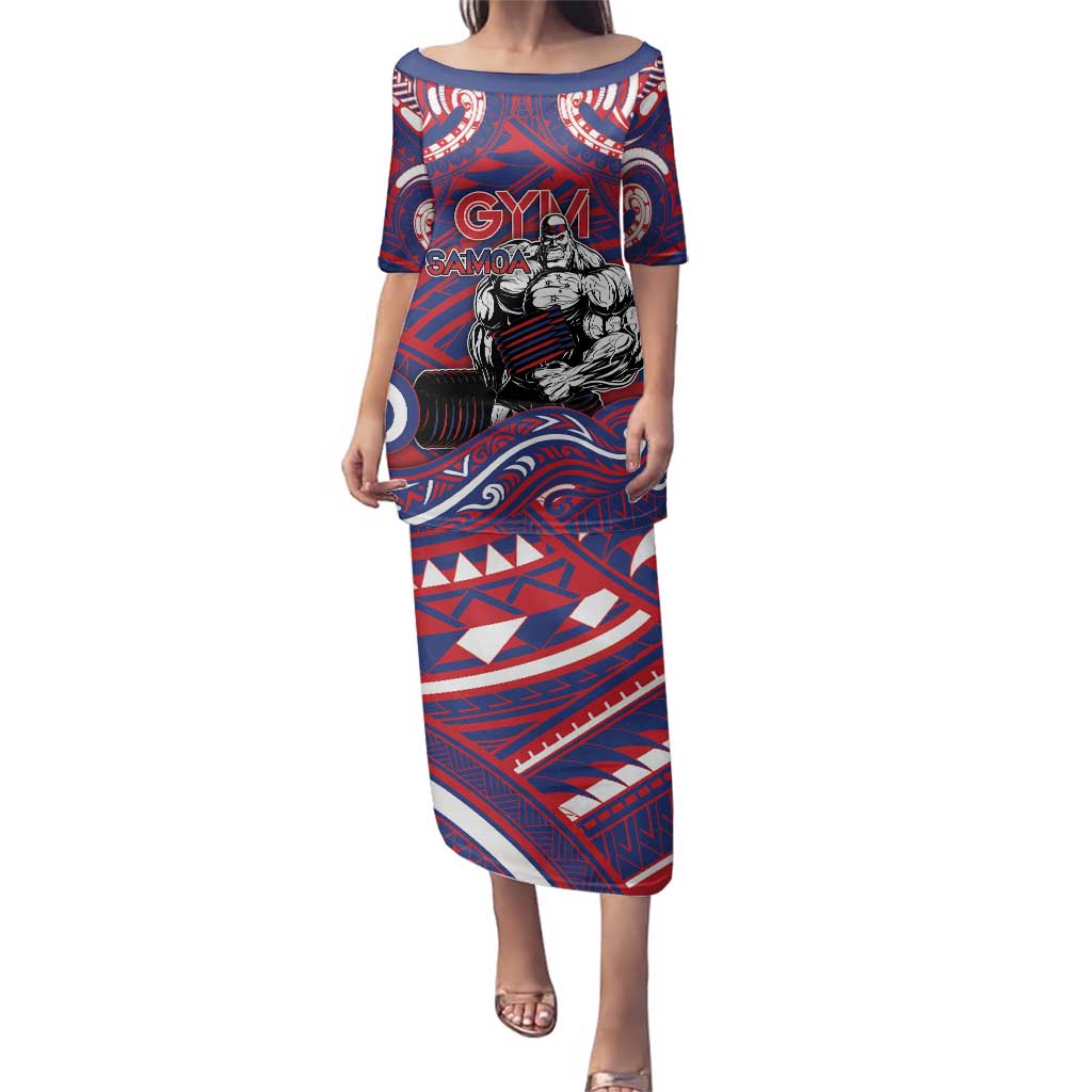 Personalised Samoa Gym Family Matching Puletasi and Hawaiian Shirt Muscle Samoan Tribal Waves - Polynesian Pride
