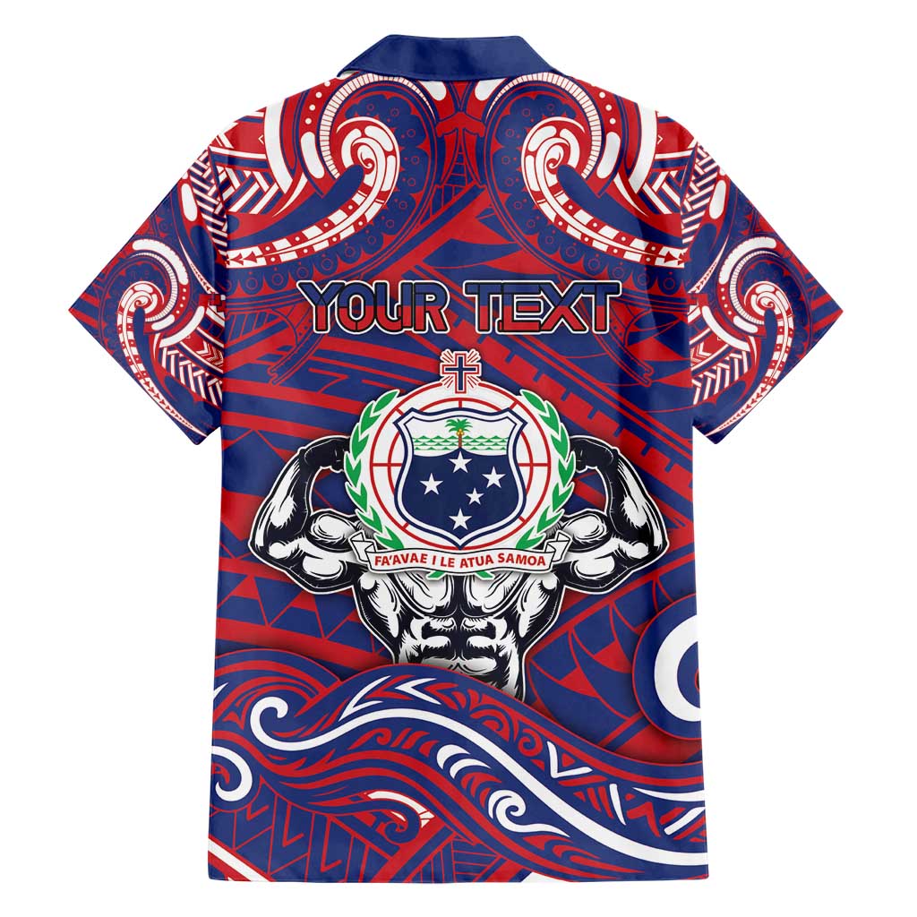 Personalised Samoa Gym Family Matching Short Sleeve Bodycon Dress and Hawaiian Shirt Muscle Samoan Tribal Waves DT05 - Polynesian Pride