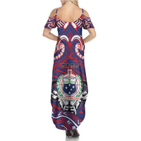 Personalised Samoa Gym Family Matching Summer Maxi Dress and Hawaiian Shirt Muscle Samoan Tribal Waves DT05 - Polynesian Pride