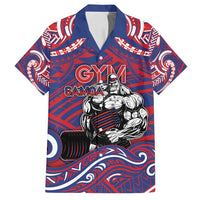 Personalised Samoa Gym Family Matching Tank Maxi Dress and Hawaiian Shirt Muscle Samoan Tribal Waves DT05 Dad's Shirt - Short Sleeve Navy - Polynesian Pride