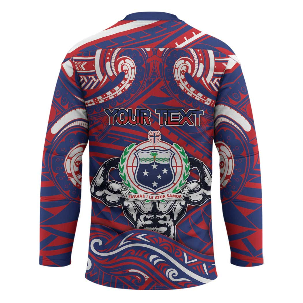 Personalised Samoa Gym Hockey Jersey Muscle Samoan Tribal Waves - Polynesian Pride