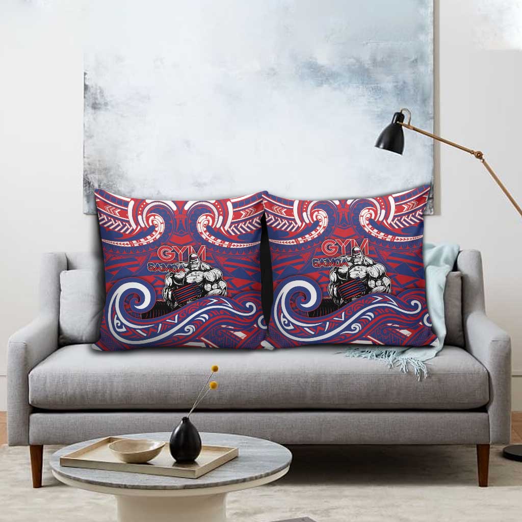 Samoa Gym Pillow Cover Muscle Samoan Tribal Waves - Polynesian Pride