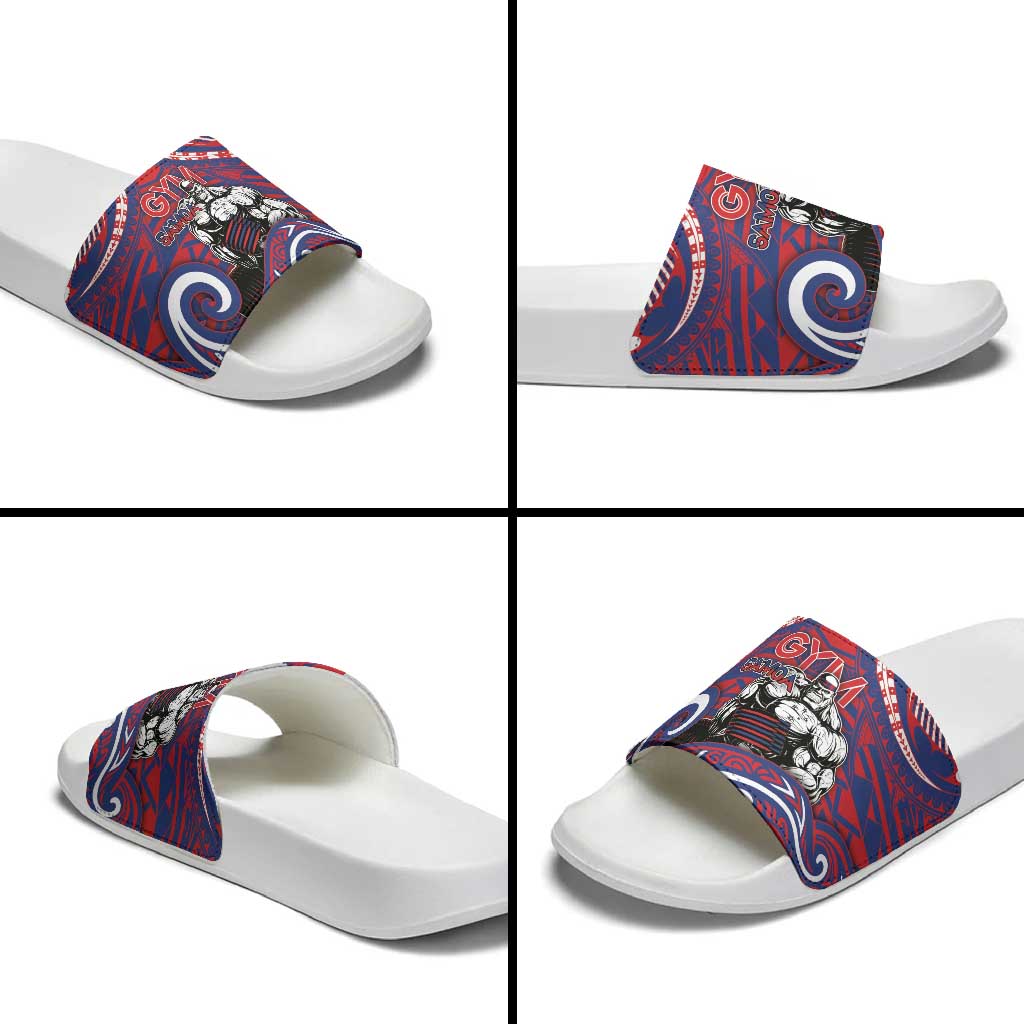 Samoa Gym Slide Sandals Muscle Samoan Tribal Waves - Polynesian Pride