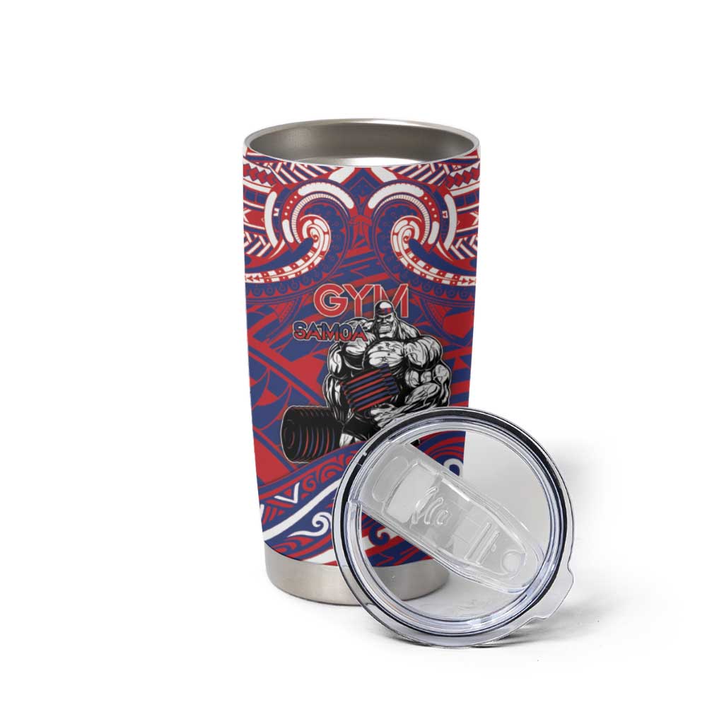 Personalised Samoa Gym Tumbler Cup Muscle Samoan Tribal Waves - Polynesian Pride