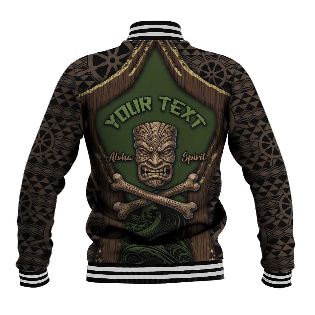 Personalised Hawaii Tiki Pirates Baseball Jacket Kakau Pattern Polynesian Style