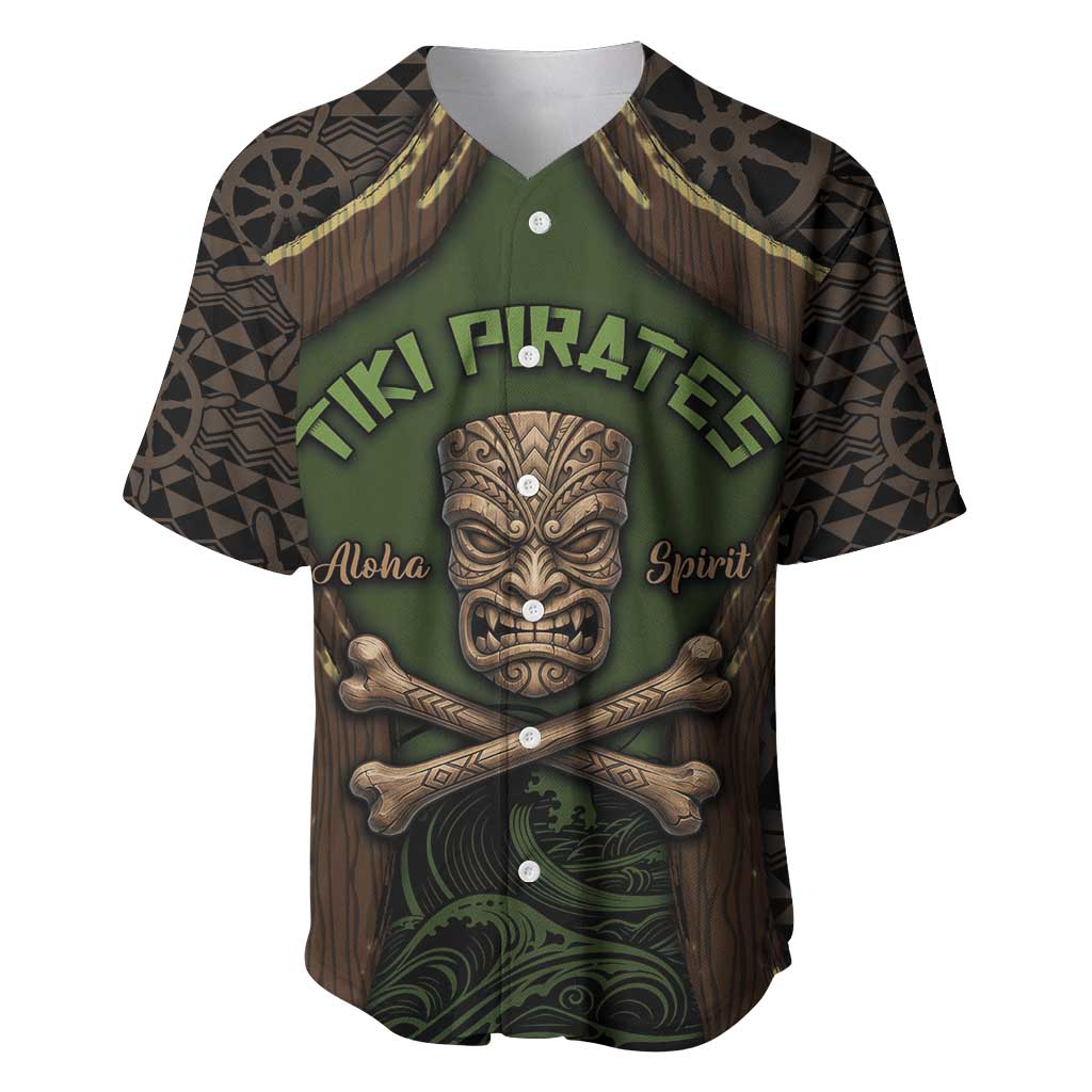 Personalised Hawaii Tiki Pirates Baseball Jersey Kakau Pattern Polynesian Style