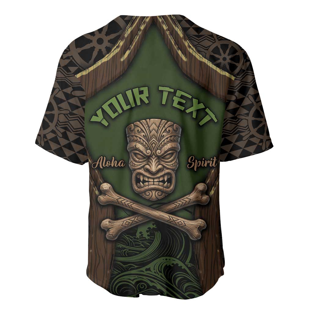 Personalised Hawaii Tiki Pirates Baseball Jersey Kakau Pattern Polynesian Style