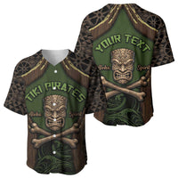 Personalised Hawaii Tiki Pirates Baseball Jersey Kakau Pattern Polynesian Style