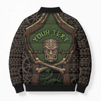 Personalised Hawaii Tiki Pirates Bomber Puffer Jacket Kakau Pattern Polynesian Style
