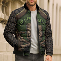 Personalised Hawaii Tiki Pirates Bomber Puffer Jacket Kakau Pattern Polynesian Style