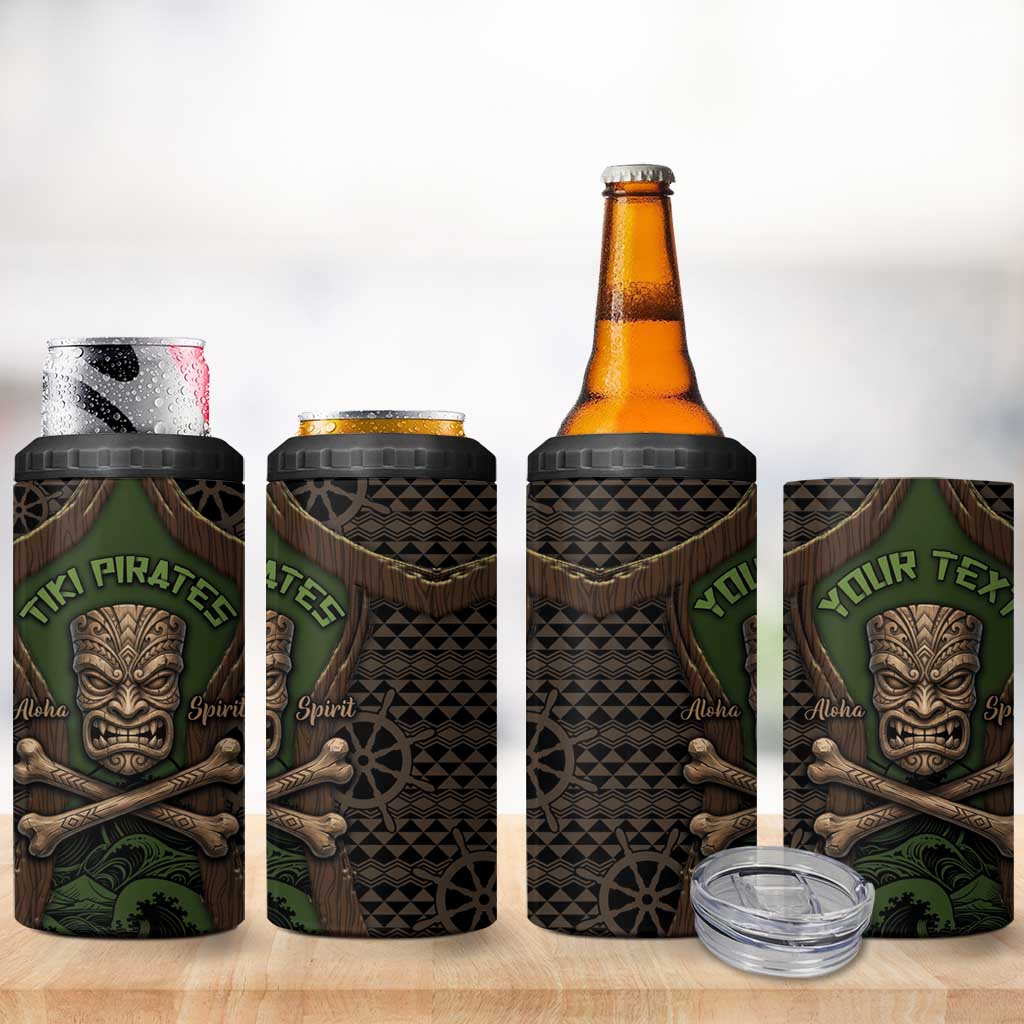 Personalised Hawaii Tiki Pirates 4 in 1 Can Cooler Tumbler Kakau Pattern Polynesian Style