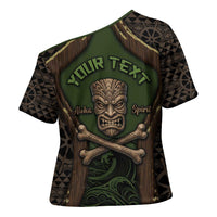 Personalised Hawaii Tiki Pirates Cross Shoulder Shirt Kakau Pattern Polynesian Style