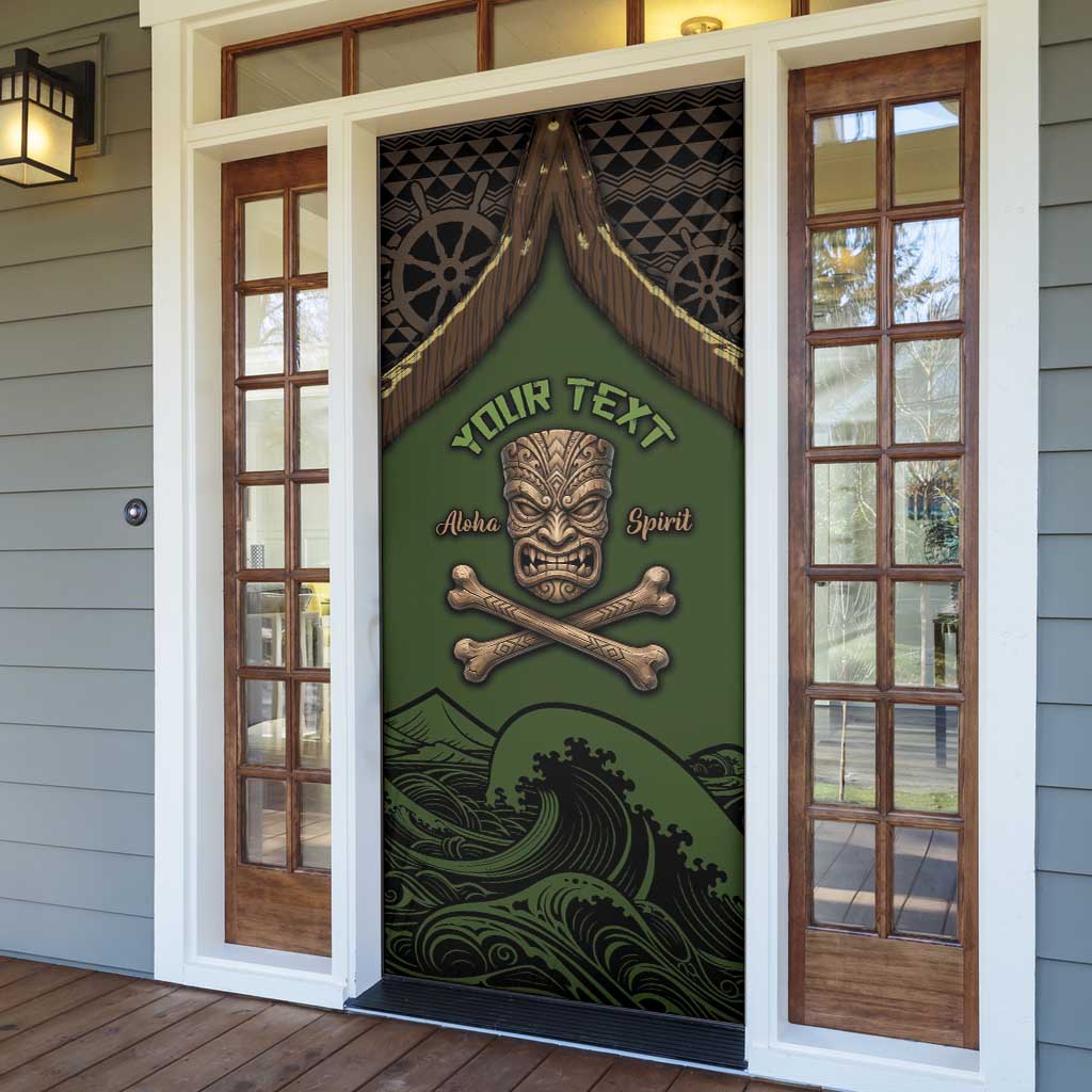 Personalised Hawaii Tiki Pirates Door Cover Kakau Pattern Polynesian Style
