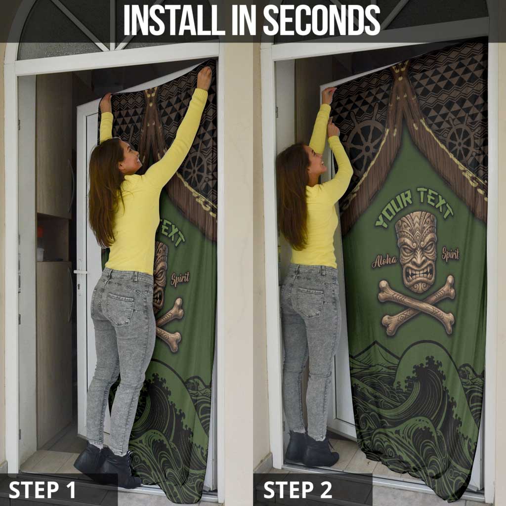 Personalised Hawaii Tiki Pirates Door Cover Kakau Pattern Polynesian Style