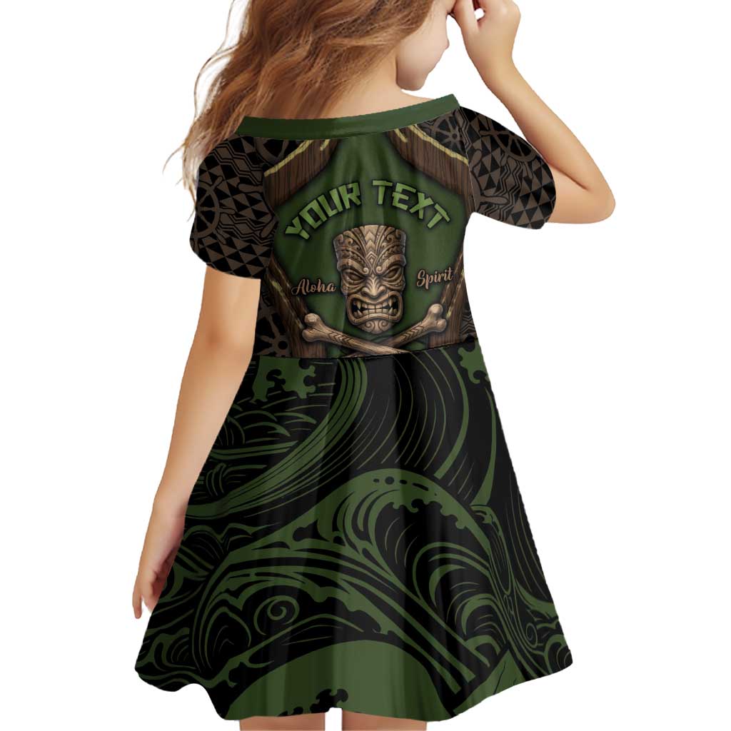 Personalised Hawaii Tiki Pirates Family Matching Long Sleeve Bodycon Dress and Hawaiian Shirt Kakau Pattern Polynesian Style DT05 - Polynesian Pride
