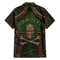 Personalised Hawaii Tiki Pirates Family Matching Short Sleeve Bodycon Dress and Hawaiian Shirt Kakau Pattern Polynesian Style DT05 - Polynesian Pride