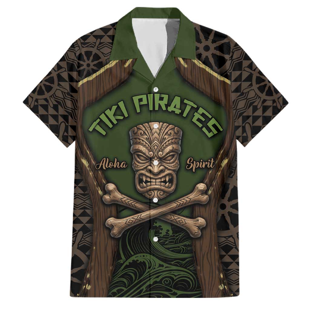 Personalised Hawaii Tiki Pirates Family Matching Summer Maxi Dress and Hawaiian Shirt Kakau Pattern Polynesian Style
