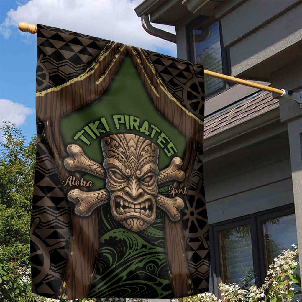Hawaii Tiki Pirates Garden Flag Kakau Pattern Polynesian Style