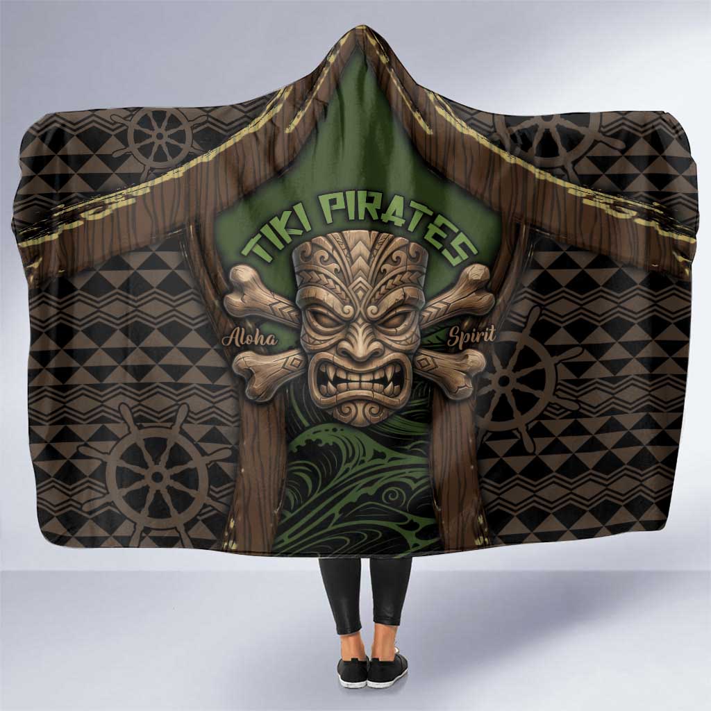 Hawaii Tiki Pirates Hooded Blanket Kakau Pattern Polynesian Style