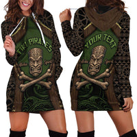 Personalised Hawaii Tiki Pirates Hoodie Dress Kakau Pattern Polynesian Style