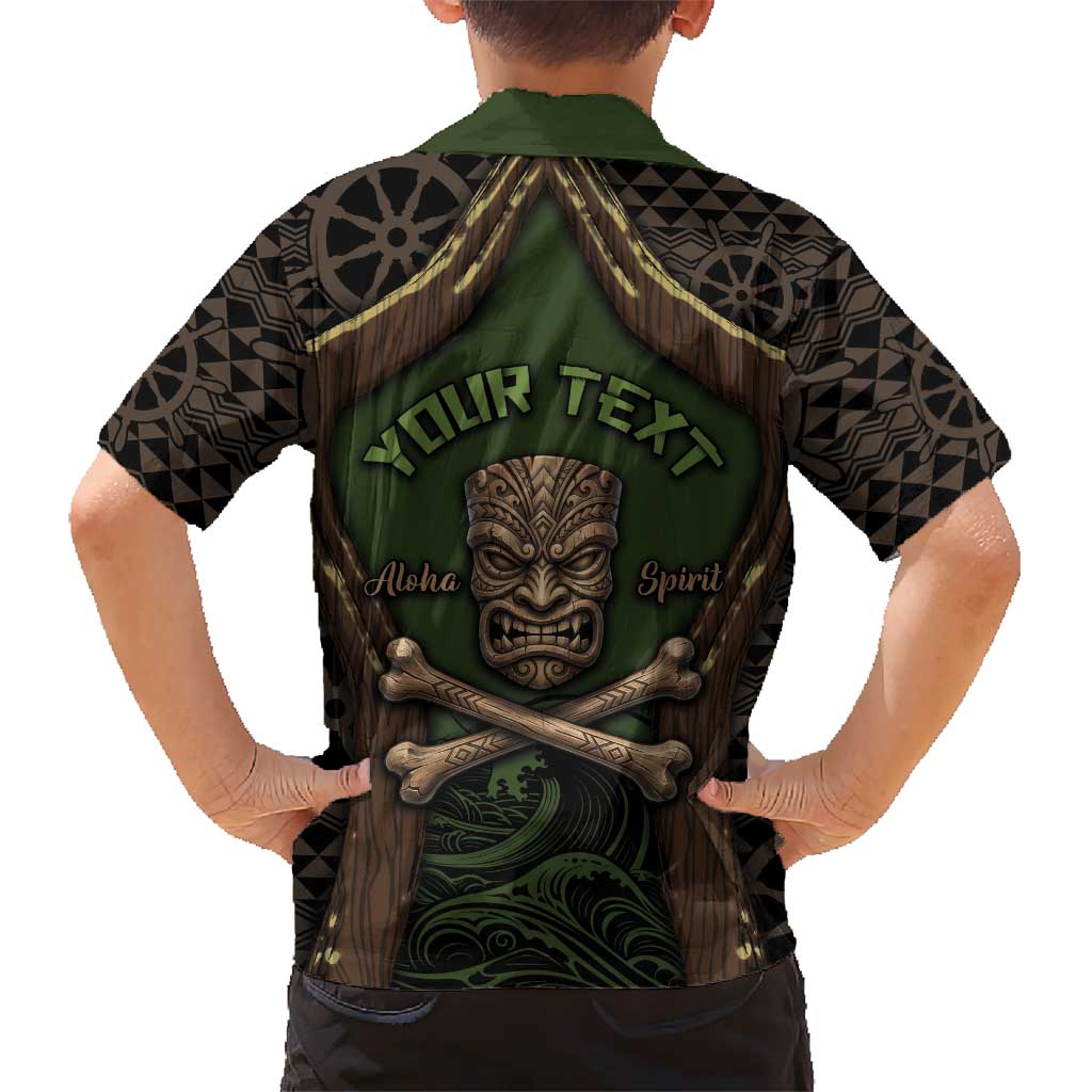 Personalised Hawaii Tiki Pirates Kid Hawaiian Shirt Kakau Pattern Polynesian Style