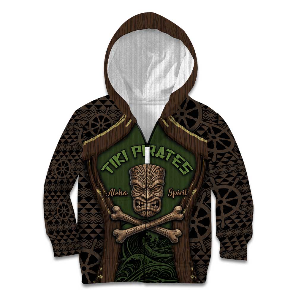 Personalised Hawaii Tiki Pirates Kid Hoodie Kakau Pattern Polynesian Style