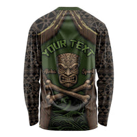 Personalised Hawaii Tiki Pirates Long Sleeve Shirt Kakau Pattern Polynesian Style