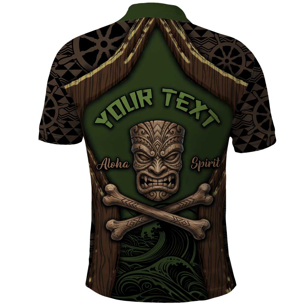 Personalised Hawaii Tiki Pirates Polo Shirt Kakau Pattern Polynesian Style