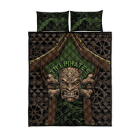 Hawaii Tiki Pirates Quilt Bed Set Kakau Pattern Polynesian Style
