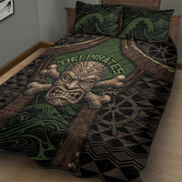 Hawaii Tiki Pirates Quilt Bed Set Kakau Pattern Polynesian Style