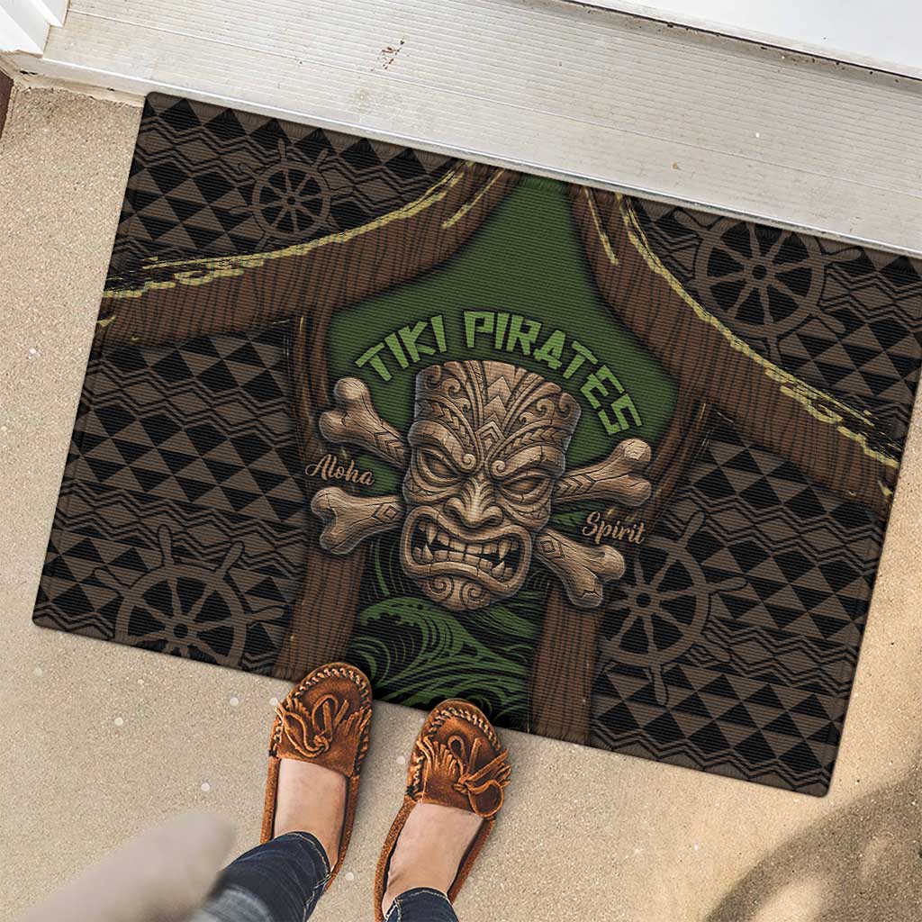 Hawaii Tiki Pirates Rubber Doormat Kakau Pattern Polynesian Style