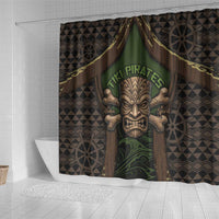 Hawaii Tiki Pirates Shower Curtain Kakau Pattern Polynesian Style