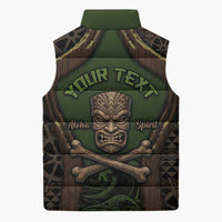 Personalised Hawaii Tiki Pirates Sleeveless Puffer Jacket Kakau Pattern Polynesian Style