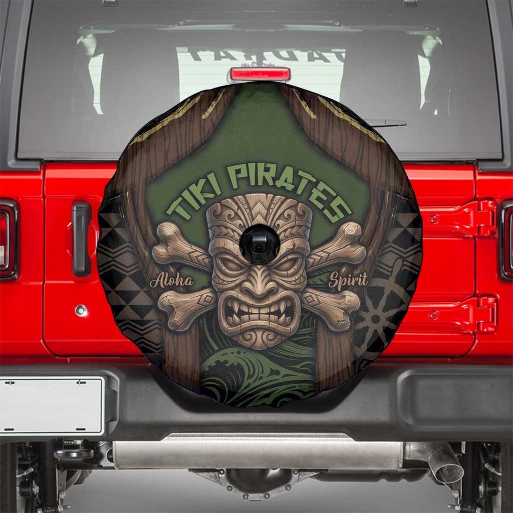 Hawaii Tiki Pirates Spare Tire Cover Kakau Pattern Polynesian Style