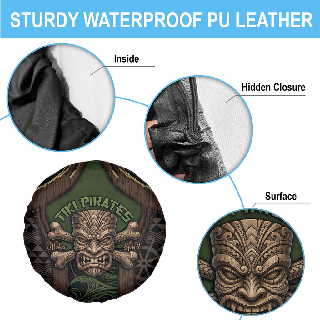 Hawaii Tiki Pirates Spare Tire Cover Kakau Pattern Polynesian Style