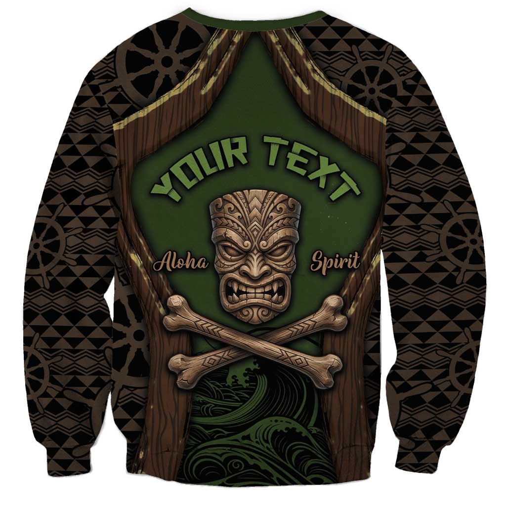 Personalised Hawaii Tiki Pirates Sweatshirt Kakau Pattern Polynesian Style