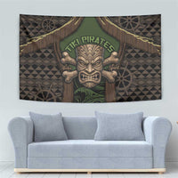Hawaii Tiki Pirates Tapestry Kakau Pattern Polynesian Style