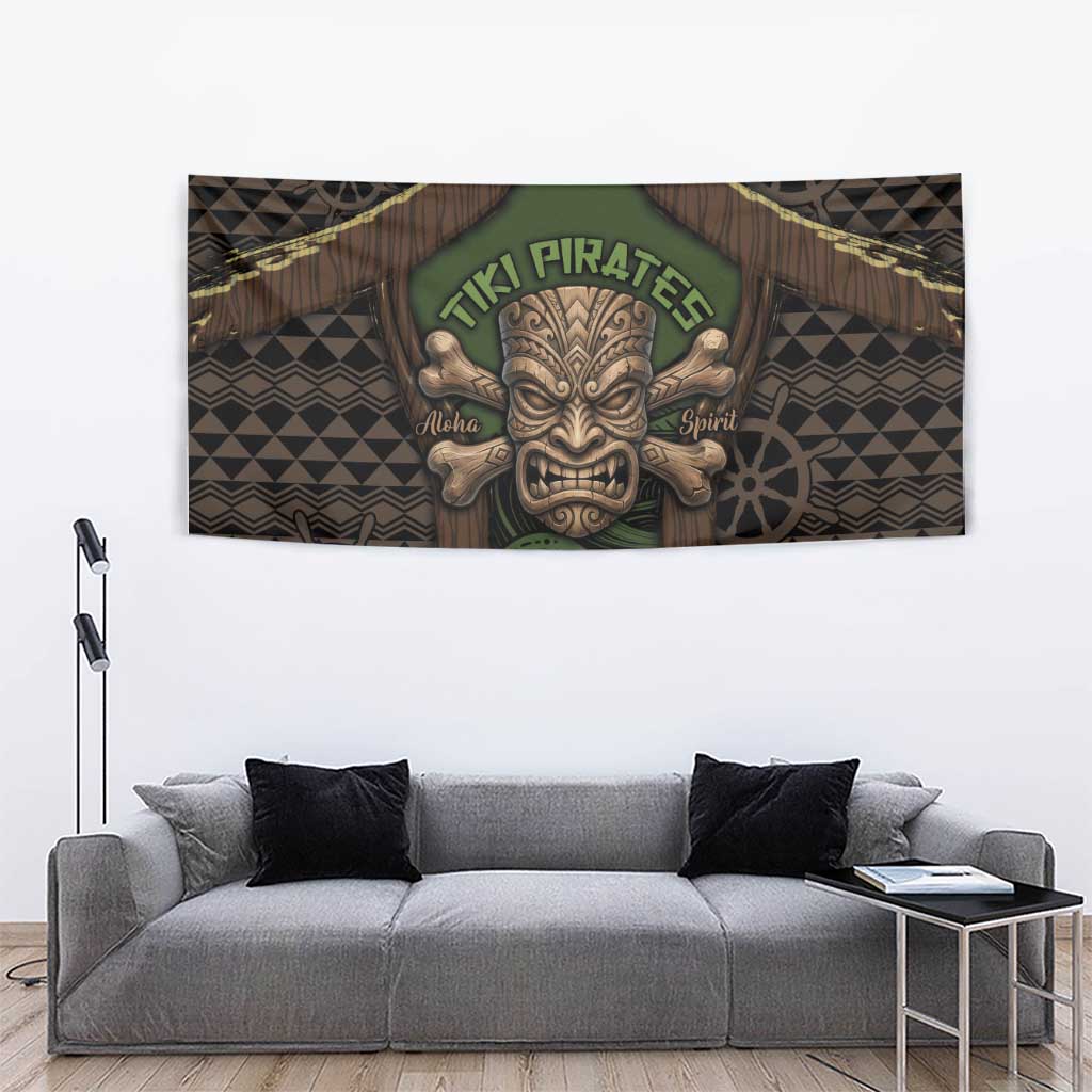 Hawaii Tiki Pirates Tapestry Kakau Pattern Polynesian Style