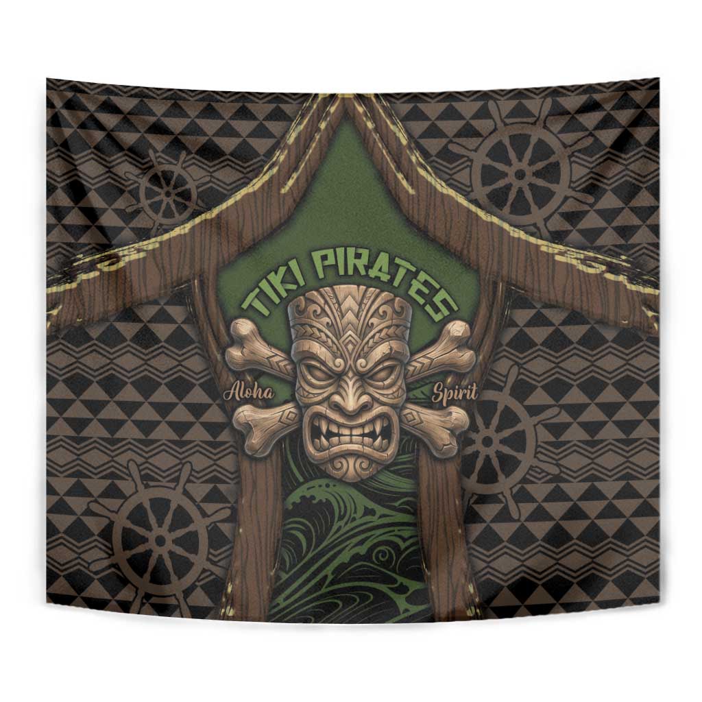 Hawaii Tiki Pirates Tapestry Kakau Pattern Polynesian Style