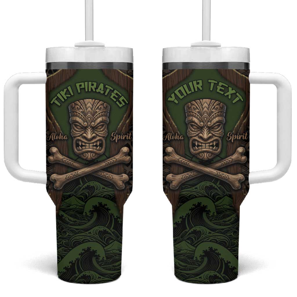 Personalised Hawaii Tiki Pirates Tumbler With Handle Kakau Pattern Polynesian Style