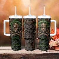 Personalised Hawaii Tiki Pirates Tumbler With Handle Kakau Pattern Polynesian Style