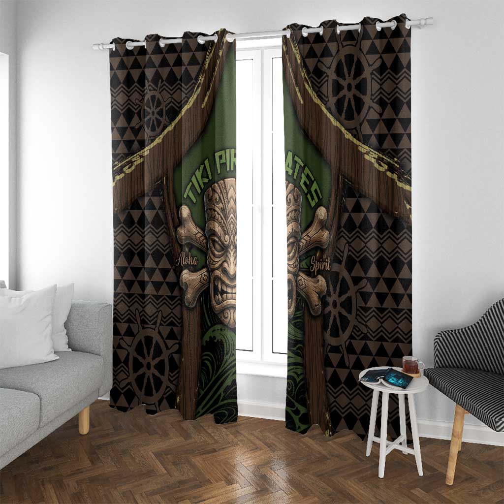 Hawaii Tiki Pirates Window Curtain Kakau Pattern Polynesian Style