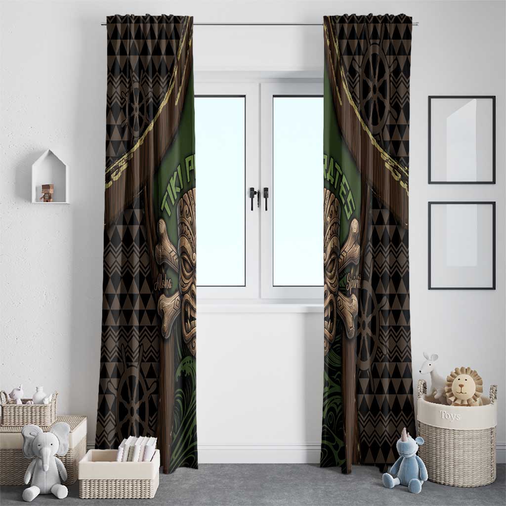 Hawaii Tiki Pirates Window Curtain Kakau Pattern Polynesian Style