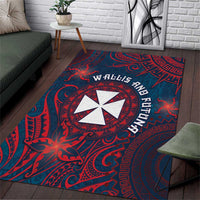 Wallis And Futuna Area Rug Hibiscus Polynesian Tribal Pattern