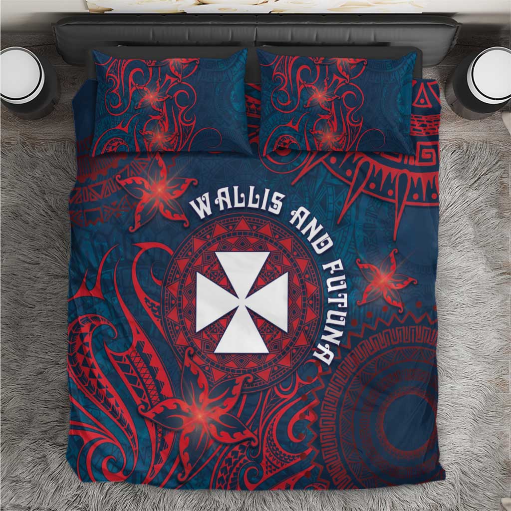 Wallis And Futuna Bedding Set Hibiscus Polynesian Tribal Pattern