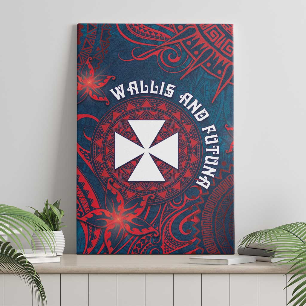 Wallis And Futuna Canvas Wall Art Hibiscus Polynesian Tribal Pattern
