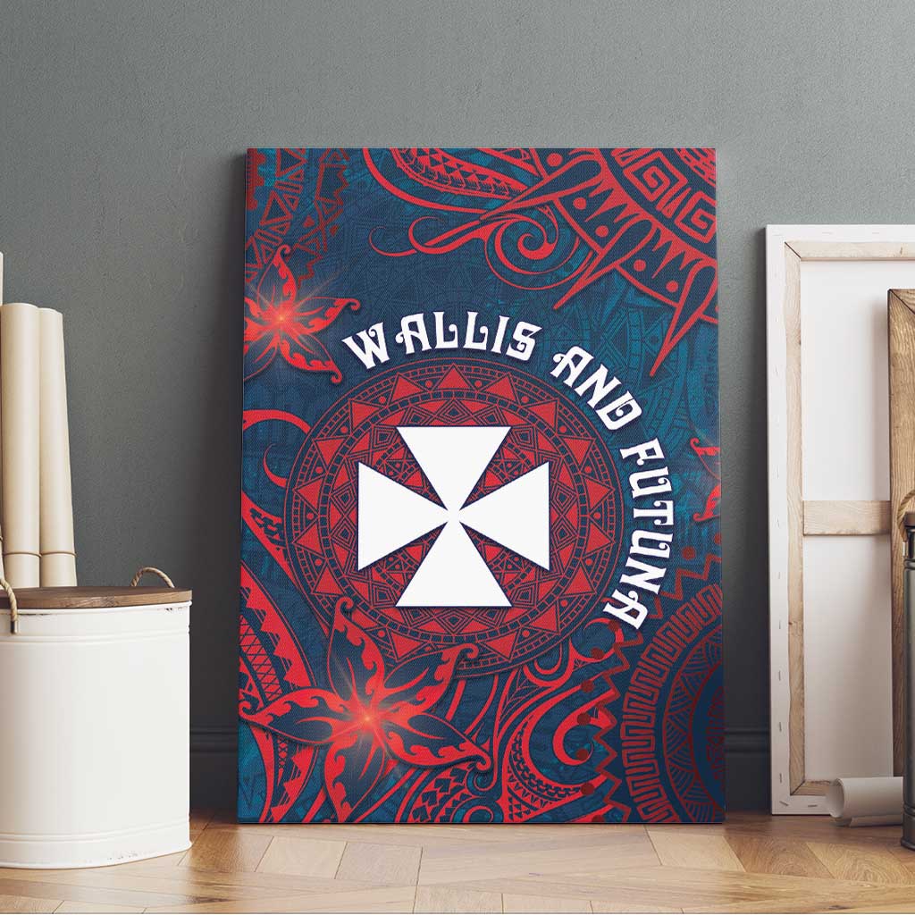 Wallis And Futuna Canvas Wall Art Hibiscus Polynesian Tribal Pattern