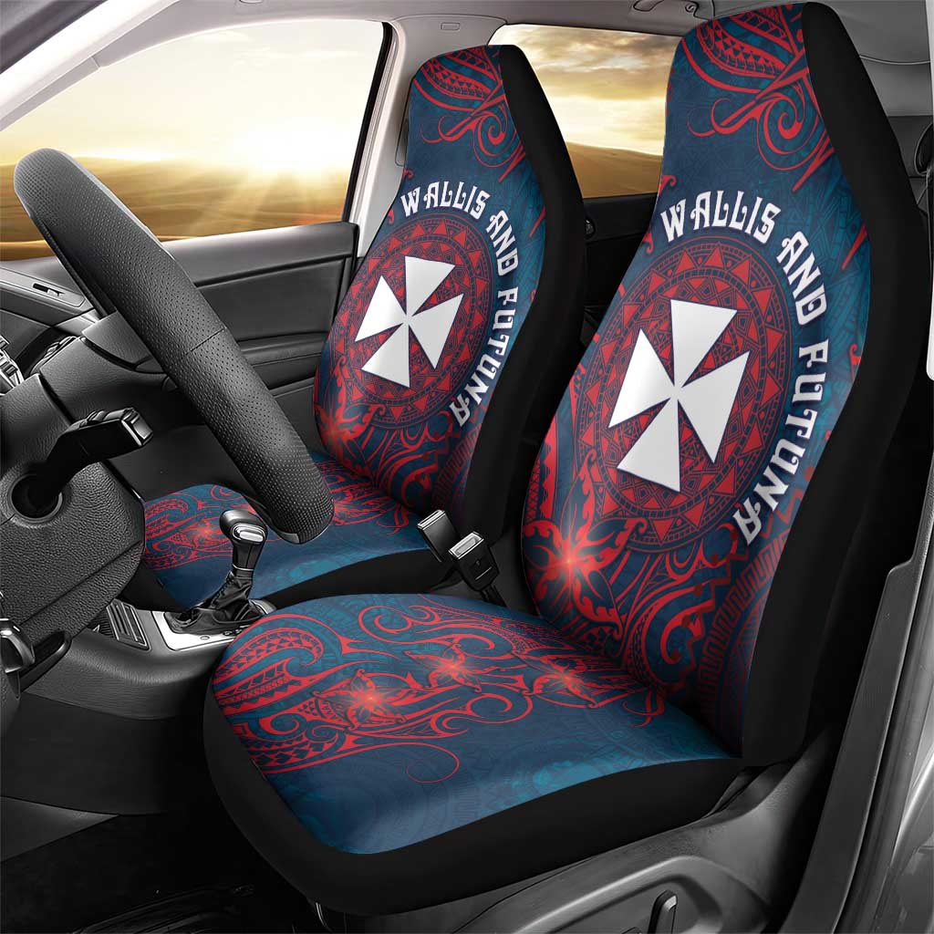 Wallis And Futuna Car Seat Cover Hibiscus Polynesian Tribal Pattern