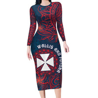 Personalised Wallis And Futuna Family Matching Long Sleeve Bodycon Dress and Hawaiian Shirt Hibiscus Polynesian Tribal Pattern